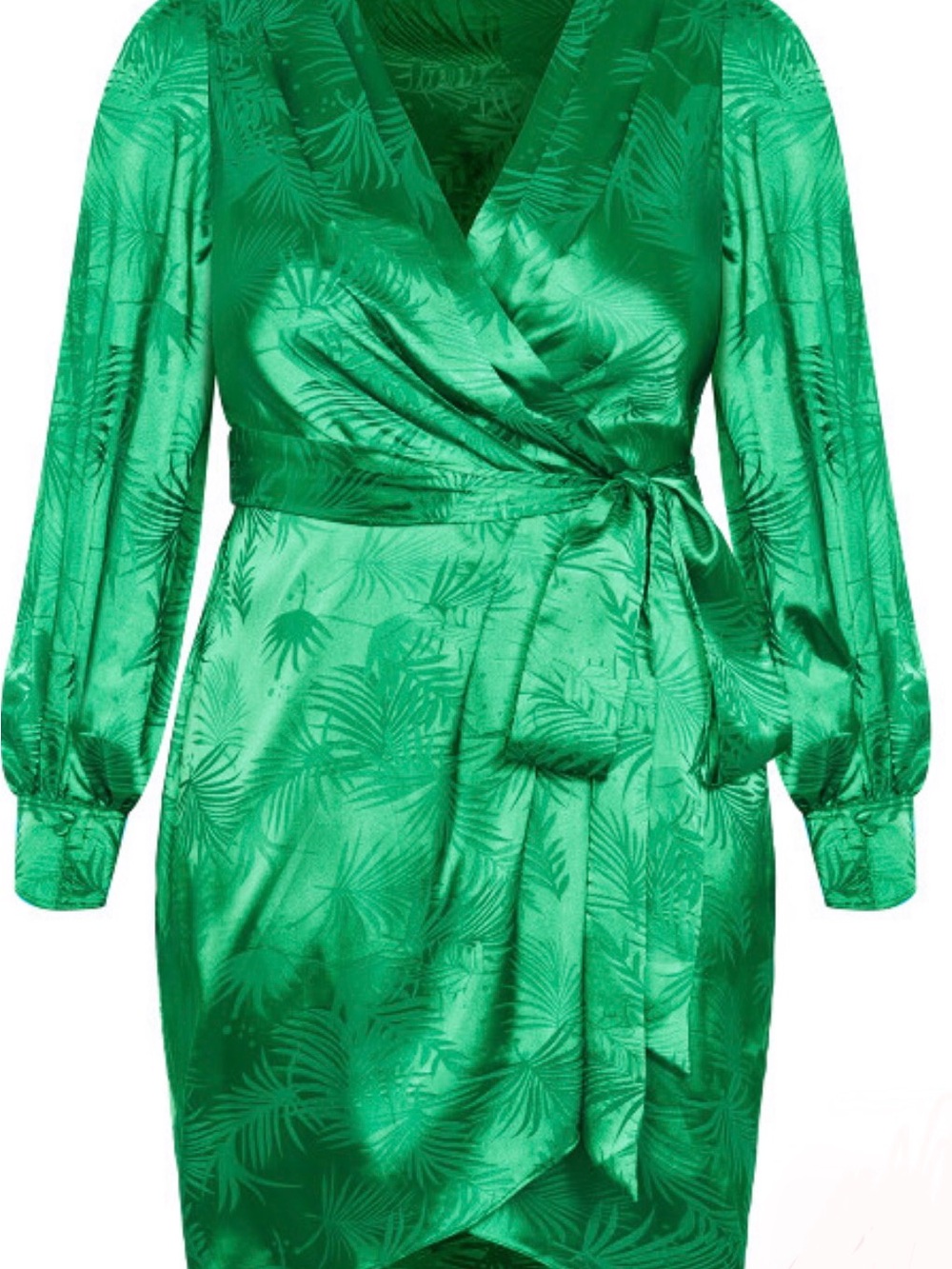 City Chic Emerald Green Long Sleeve Wrap Dress